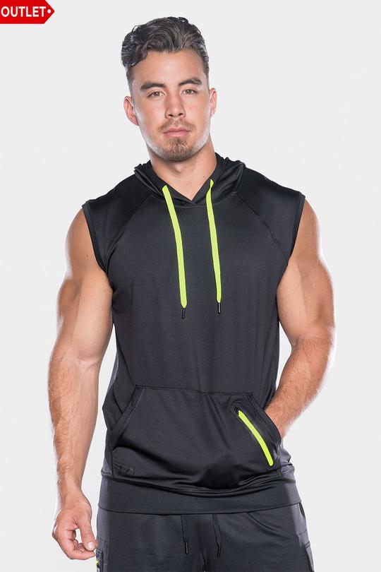 Men's TLF Brand Prime Pullover Sleeveless Hoodie - Black