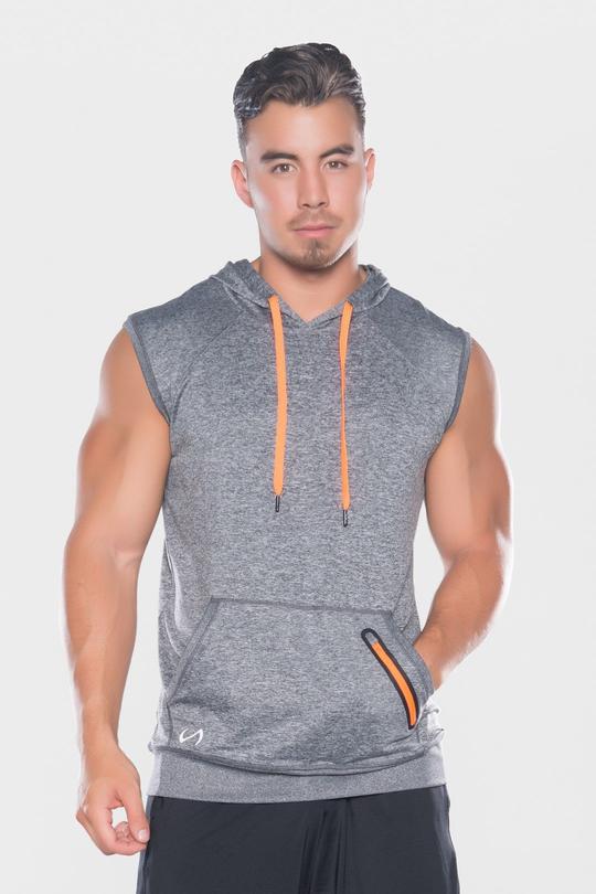 Men's TLF Brand Prime Pullover Sleeveless Hoodie - Grey