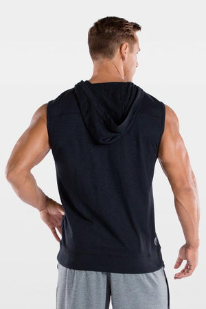 Men's TLF Brand Challenge V-Neck Pullover Sleeveless Hoodie Tee (Black)