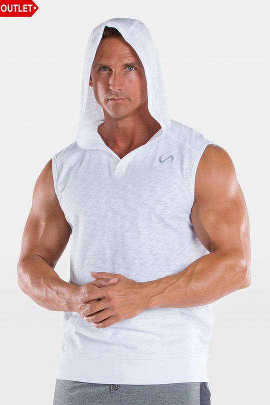Men's TLF Brand Challenge V-Neck Pullover Sleeveless Hoodie Tee (White)