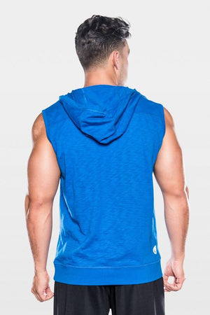 Men's TLF Brand Challenge V-Neck Pullover Sleeveless Hoodie Tee (Blue)