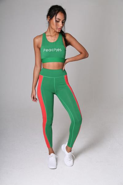 Peaches Sportswear - Fierce Green/Red Leggings