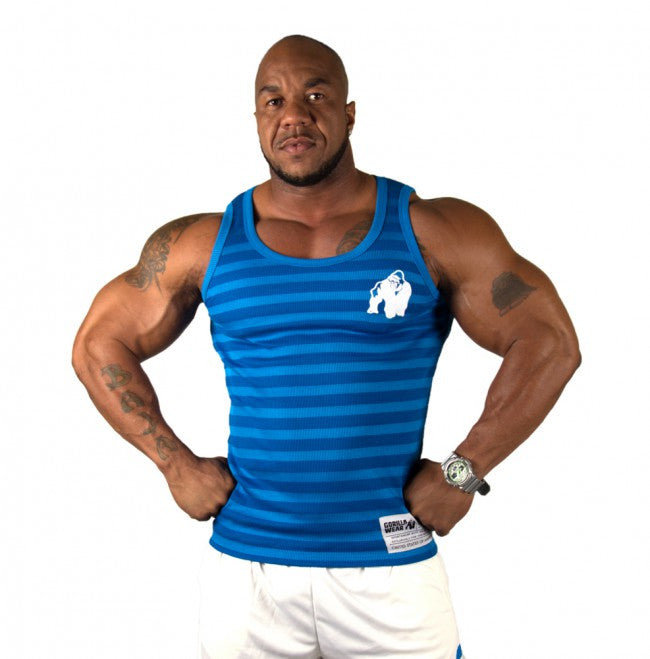 Gorilla Wear - Stripe Stretch Tank Top - Blue – Numbskullz Fitness &  Survival